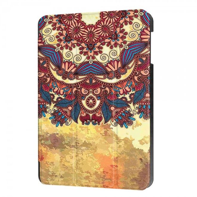 Samsung Galaxy Tab A 10.1 (2016) Leder Smart Case Hülle mit Blumen im Retro Look