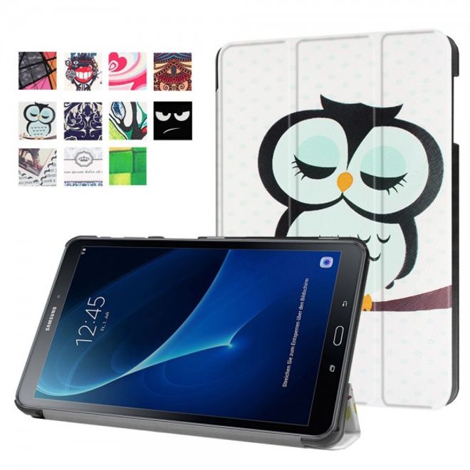 Samsung Galaxy Tab A 10.1 (2016) Leder Smart Case Hülle mit schlafender Eule