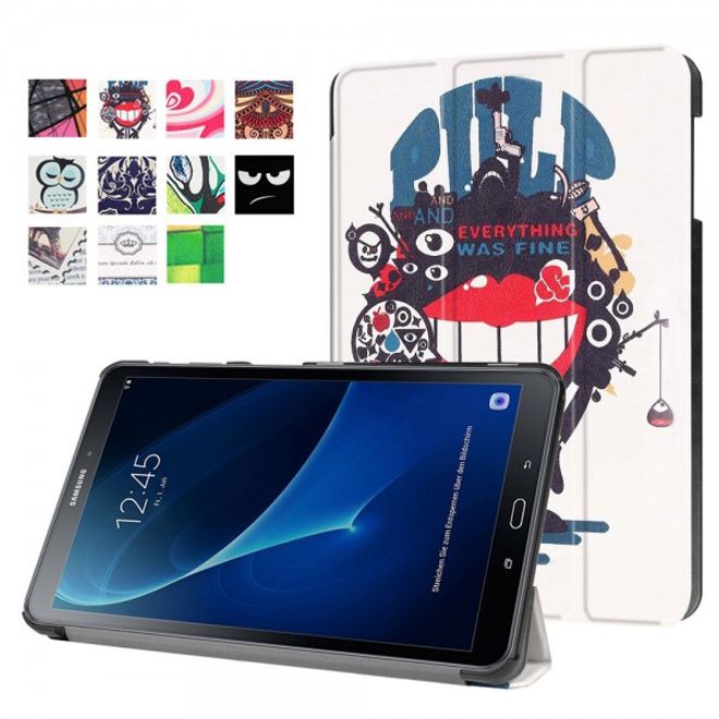 Samsung Galaxy Tab A 10.1 (2016) Leder Smart Case Hülle mit gruseligem Monster