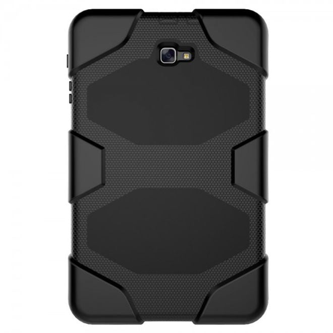 Samsung Galaxy Tab A 10.1 (2016) Robuste Hart Plastik Case Hülle mit Kickstand - schwarz