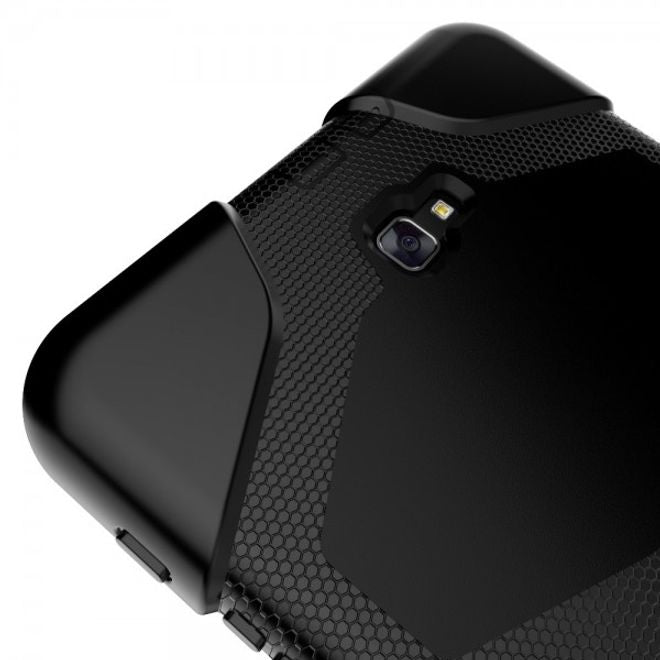 Samsung Galaxy Tab A 10.1 (2016) Robuste Hart Plastik Case Hülle mit Kickstand - schwarz