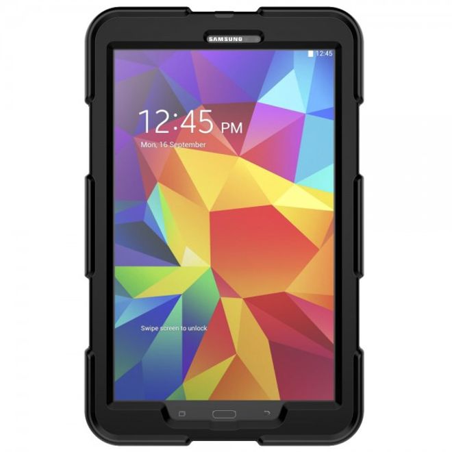 Samsung Galaxy Tab A 10.1 (2016) Robuste Hart Plastik Case Hülle mit Kickstand - schwarz