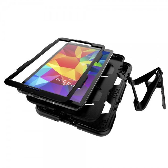 Samsung Galaxy Tab A 10.1 (2016) Robuste Hart Plastik Case Hülle mit Kickstand - schwarz