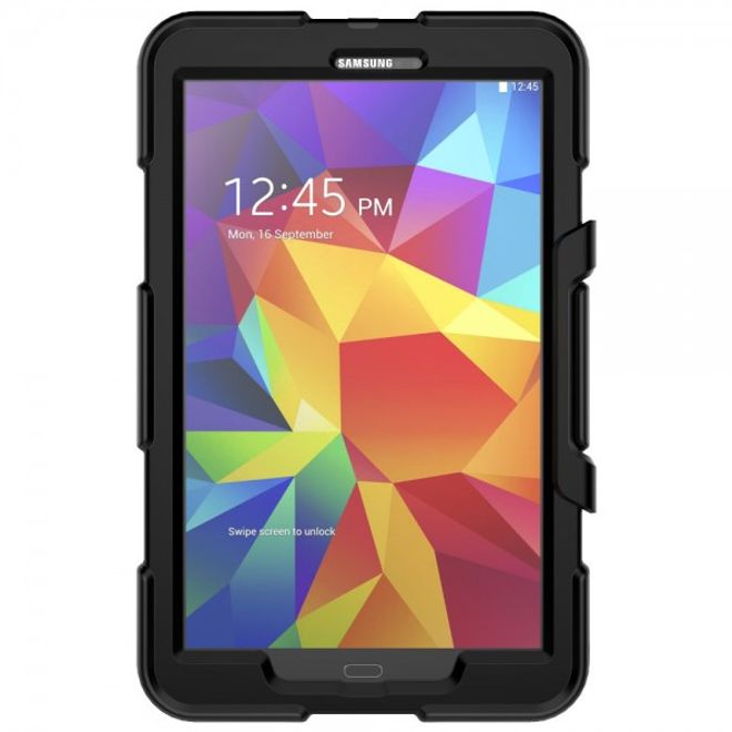 Samsung Galaxy Tab A 10.1 (2016) Robuste Hart Plastik Case Hülle mit Kickstand - schwarz