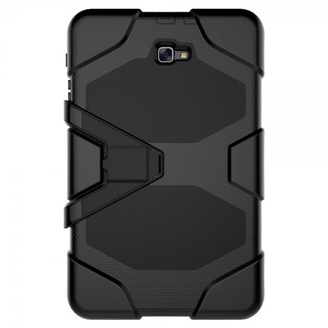 Samsung Galaxy Tab A 10.1 (2016) Robuste Hart Plastik Case Hülle mit Kickstand - schwarz
