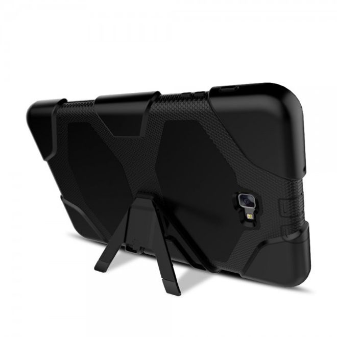Samsung Galaxy Tab A 10.1 (2016) Robuste Hart Plastik Case Hülle mit Kickstand - schwarz