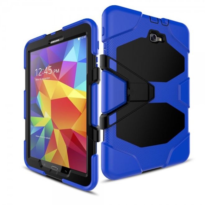 Samsung Galaxy Tab A 10.1 (2016) Robuste Hart Plastik Case Hülle mit Kickstand - blau