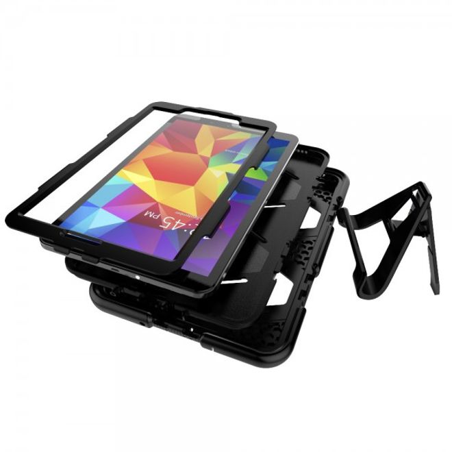 Samsung Galaxy Tab A 10.1 (2016) Robuste Hart Plastik Case Hülle mit Kickstand - schwarz