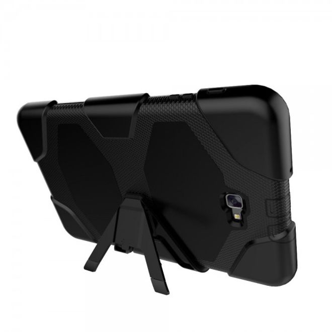 Samsung Galaxy Tab A 10.1 (2016) Robuste Hart Plastik Case Hülle mit Kickstand - schwarz