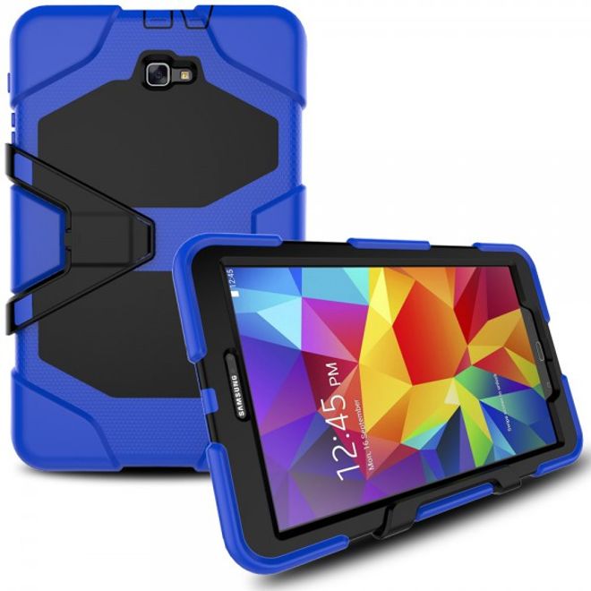 Samsung Galaxy Tab A 10.1 (2016) Robuste Hart Plastik Case Hülle mit Kickstand - blau