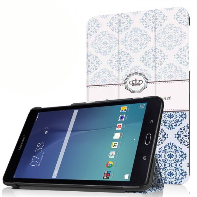 Samsung Galaxy Tab E 8.0 Dreifach faltbare Leder Cover Flip Hülle mit Mandala