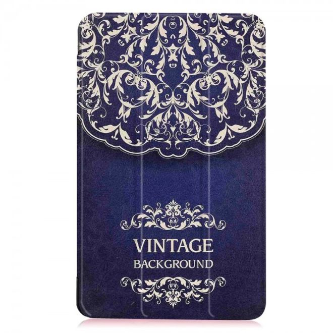 Samsung Galaxy Tab E 8.0 Dreifach faltbare Leder Cover Flip Hülle mit Mandala im Retrolook