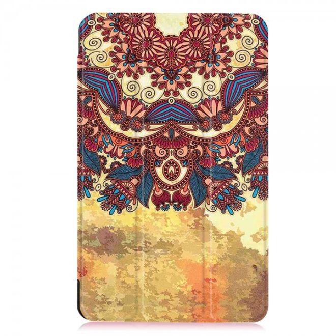 Samsung Galaxy Tab E 8.0 Dreifach faltbare Leder Cover Flip Hülle mit wunderschönem, geometrischem Muster