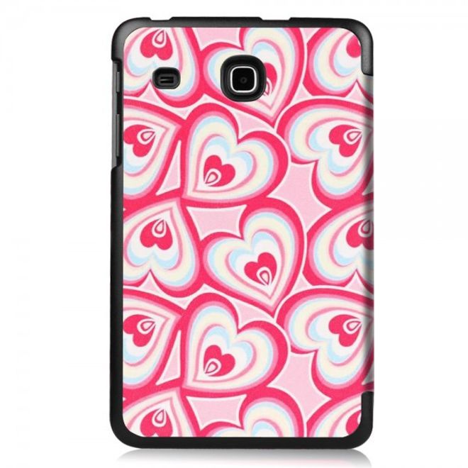 Samsung Galaxy Tab E 8.0 Dreifach faltbare Leder Cover Flip Hülle mit Herzmuster