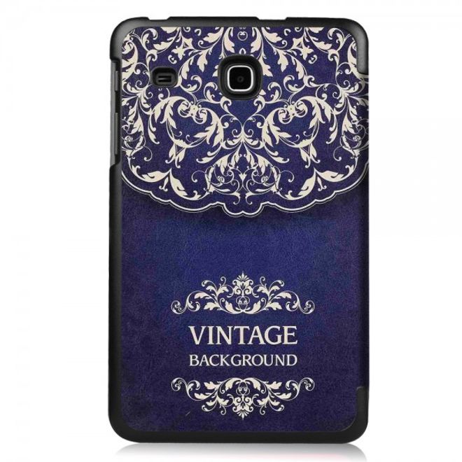Samsung Galaxy Tab E 8.0 Dreifach faltbare Leder Cover Flip Hülle mit Mandala im Retrolook