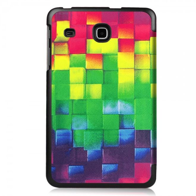 Samsung Galaxy Tab E 8.0 Dreifach faltbare Leder Cover Flip Hülle mit 3D geometrischem Figuren