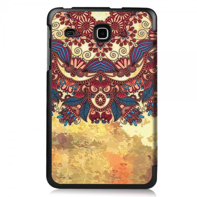 Samsung Galaxy Tab E 8.0 Dreifach faltbare Leder Cover Flip Hülle mit wunderschönem, geometrischem Muster