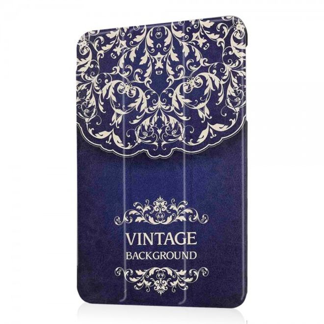 Samsung Galaxy Tab E 8.0 Dreifach faltbare Leder Cover Flip Hülle mit Mandala im Retrolook