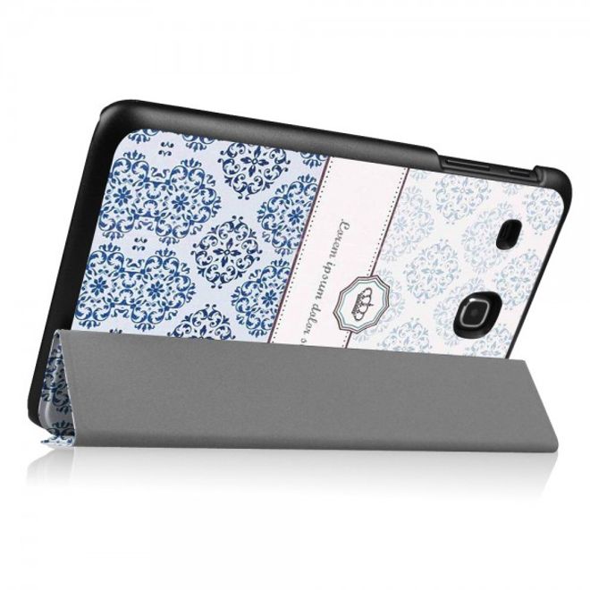 Samsung Galaxy Tab E 8.0 Dreifach faltbare Leder Cover Flip Hülle mit Mandala