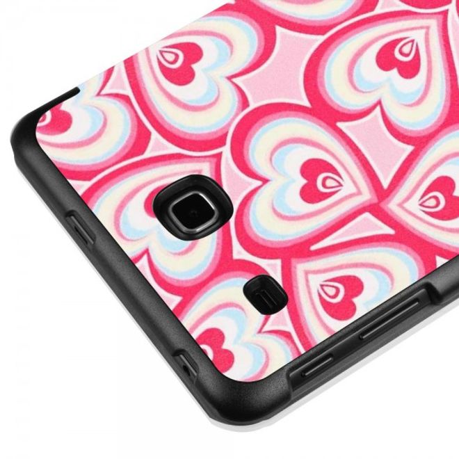 Samsung Galaxy Tab E 8.0 Dreifach faltbare Leder Cover Flip Hülle mit Herzmuster