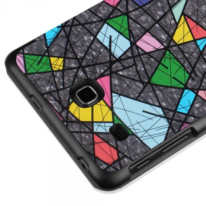 Samsung Galaxy Tab E 8.0 Dreifach faltbare Leder Cover Flip Hülle mit abstrakten Zeichnungen