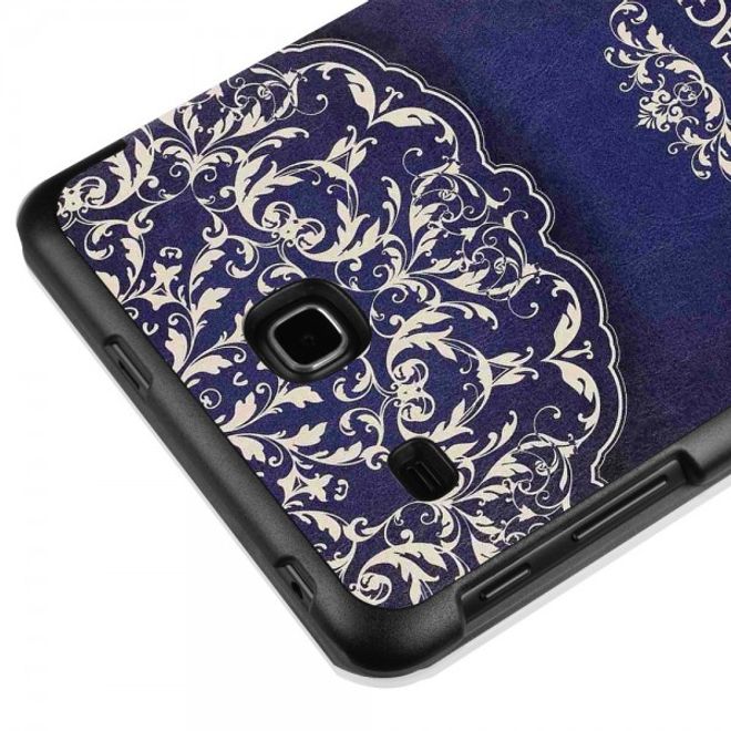 Samsung Galaxy Tab E 8.0 Dreifach faltbare Leder Cover Flip Hülle mit Mandala im Retrolook