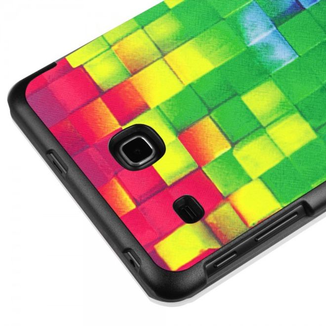 Samsung Galaxy Tab E 8.0 Dreifach faltbare Leder Cover Flip Hülle mit 3D geometrischem Figuren