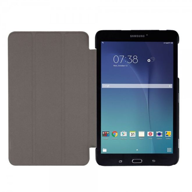 Samsung Galaxy Tab E 8.0 Dreifach faltbare Leder Cover Flip Hülle mit bösem Tiger