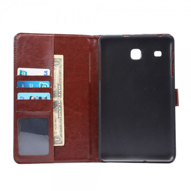 Samsung Galaxy Tab E 8.0 Leder Case Hülle mit stoffartiger Oberfläche und Blumenmuster - schwarz