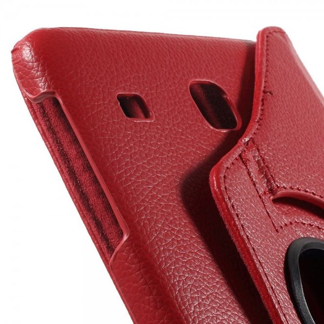 Samsung Galaxy Tab E 8.0 Leder Flip Cover Case Hülle mit rotierbarer Standfunktion - rot