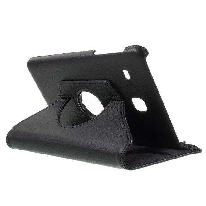 Samsung Galaxy Tab E 8.0 Leder Flip Cover Case Hülle mit rotierbarer Standfunktion - schwarz