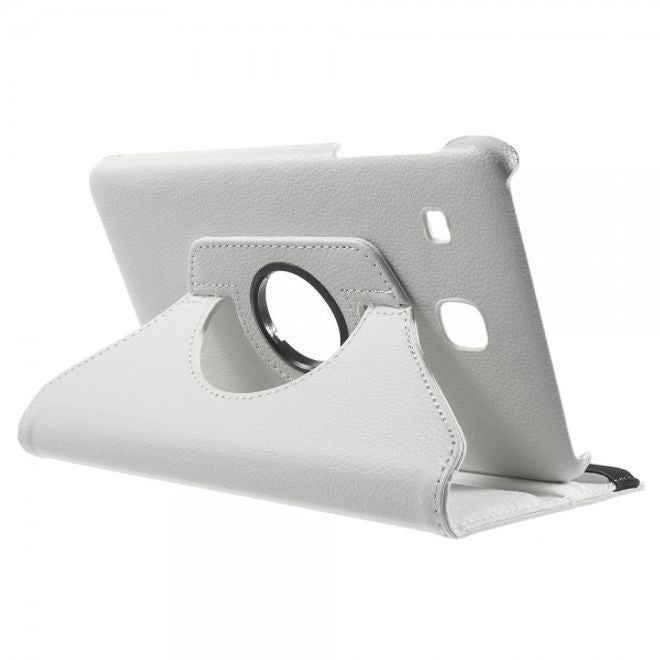 Samsung Galaxy Tab E 8.0 Leder Flip Cover Case Hülle mit rotierbarer Standfunktion - weiss