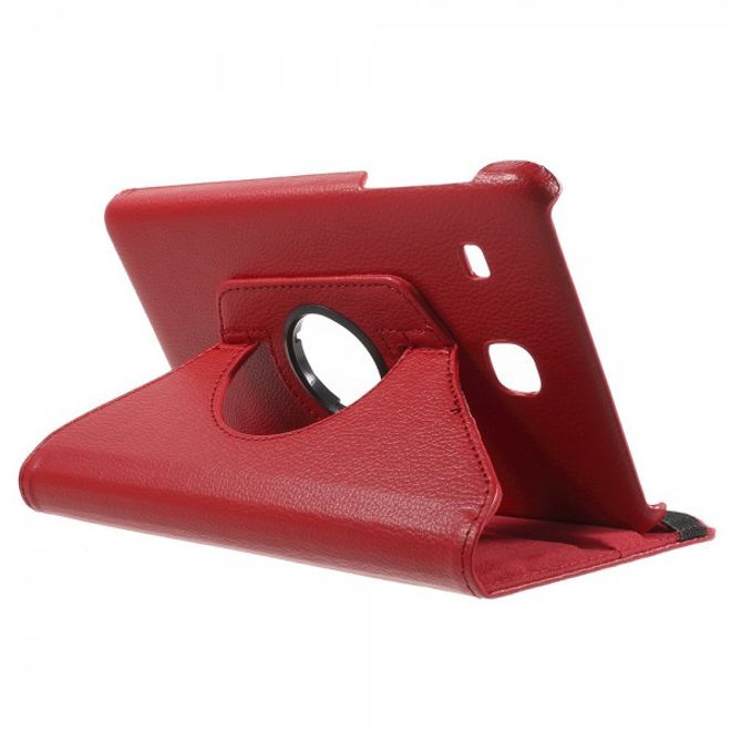 Samsung Galaxy Tab E 8.0 Leder Flip Cover Case Hülle mit rotierbarer Standfunktion - rot