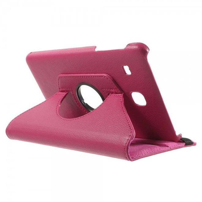 Samsung Galaxy Tab E 8.0 Leder Flip Cover Case Hülle mit rotierbarer Standfunktion - rosa