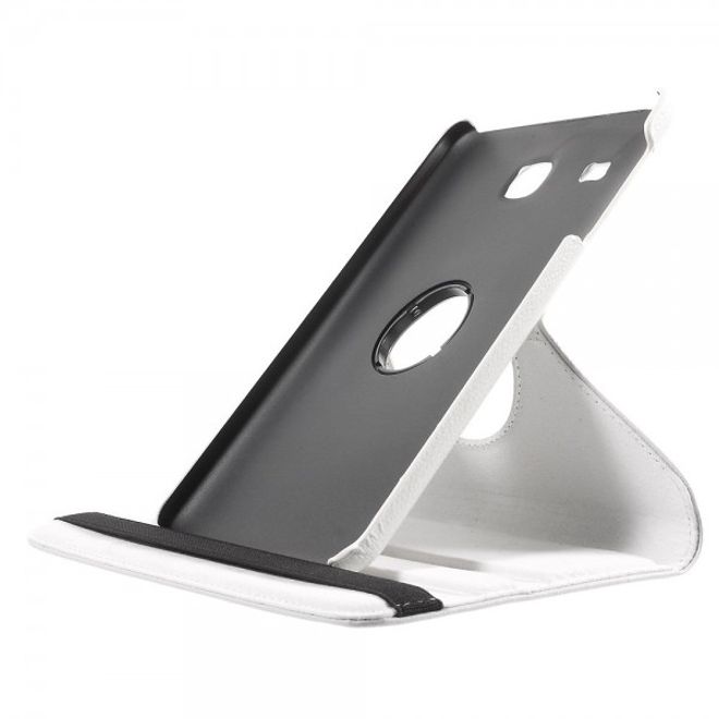 Samsung Galaxy Tab E 8.0 Leder Flip Cover Case Hülle mit rotierbarer Standfunktion - weiss