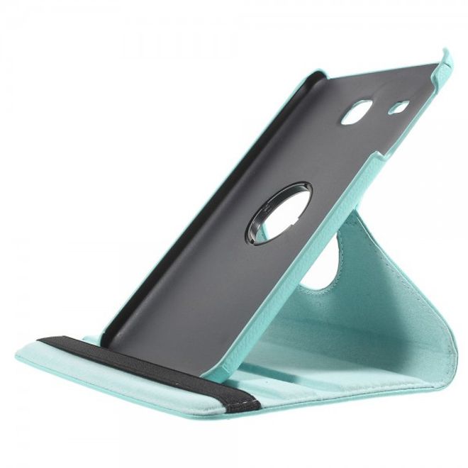 Samsung Galaxy Tab E 8.0 Leder Flip Cover Case Hülle mit rotierbarer Standfunktion - blau