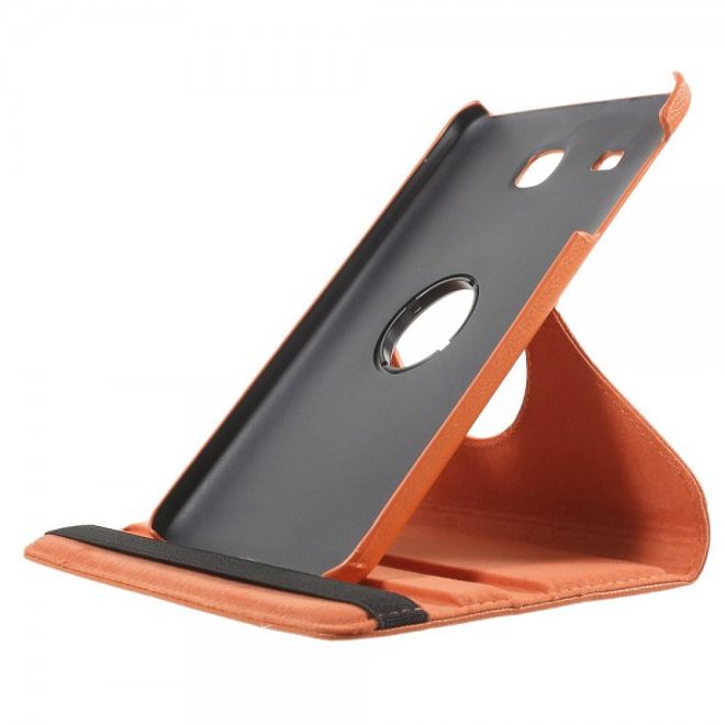 Samsung Galaxy Tab E 8.0 Leder Flip Cover Case Hülle mit rotierbarer Standfunktion - orange