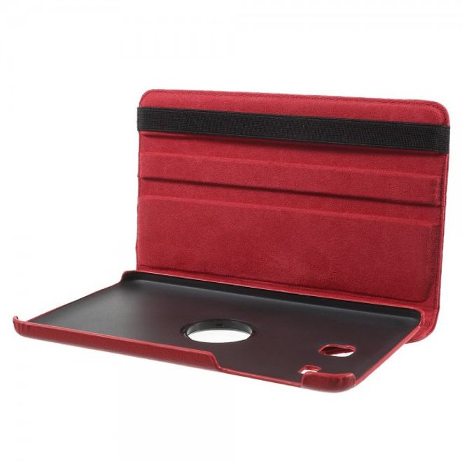 Samsung Galaxy Tab E 8.0 Leder Flip Cover Case Hülle mit rotierbarer Standfunktion - rot
