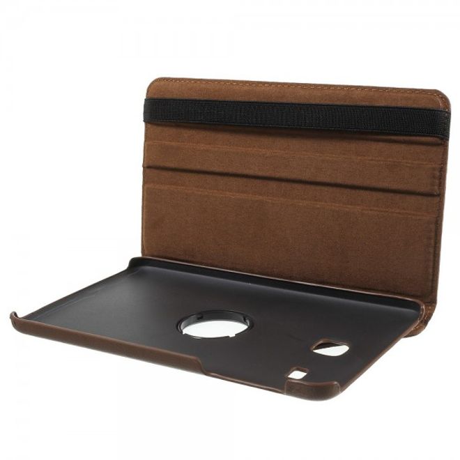Samsung Galaxy Tab E 8.0 Leder Flip Cover Case Hülle mit rotierbarer Standfunktion - braun