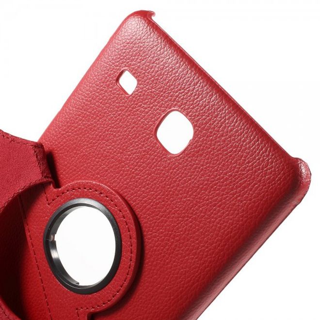 Samsung Galaxy Tab E 8.0 Leder Flip Cover Case Hülle mit rotierbarer Standfunktion - rot