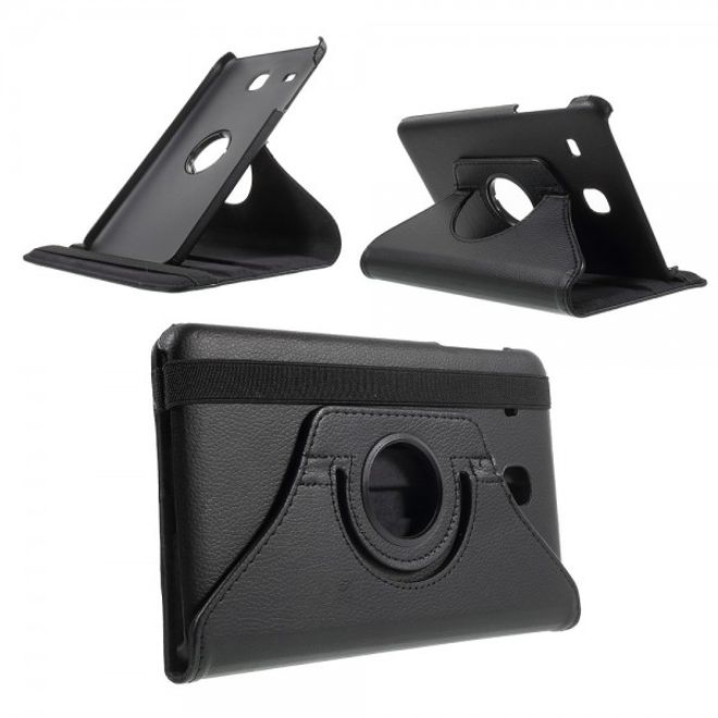 Samsung Galaxy Tab E 8.0 Leder Flip Cover Case Hülle mit rotierbarer Standfunktion - schwarz