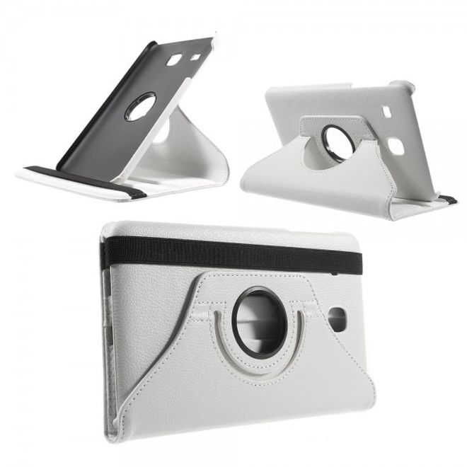 Samsung Galaxy Tab E 8.0 Leder Flip Cover Case Hülle mit rotierbarer Standfunktion - weiss