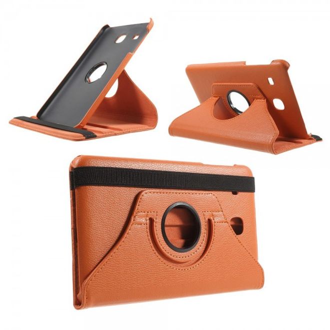 Samsung Galaxy Tab E 8.0 Leder Flip Cover Case Hülle mit rotierbarer Standfunktion - orange