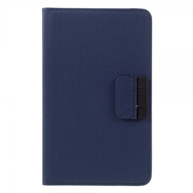 Samsung Galaxy Tab E 8.0 Rotierbare Leder Cover Hülle mit stoffartiger Textur und Standfunktion - dunkelblau
