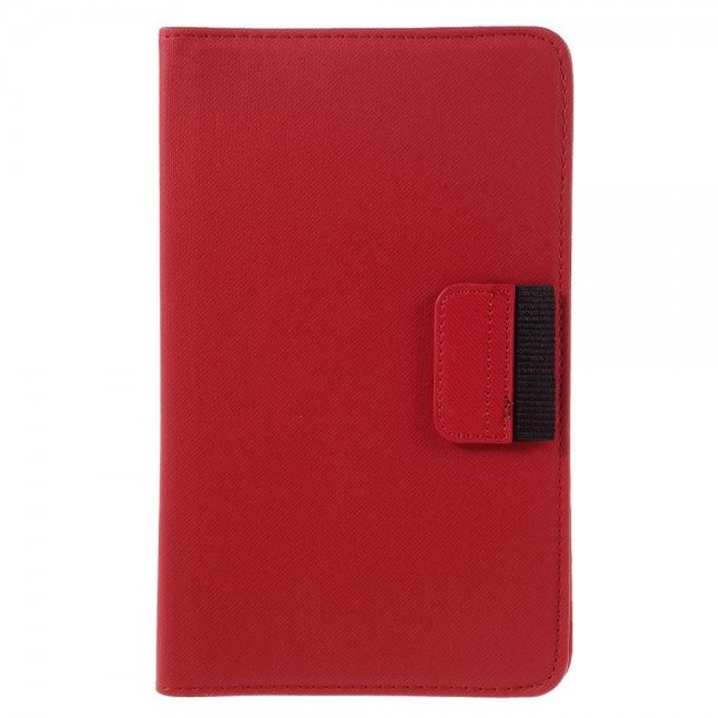 Samsung Galaxy Tab E 8.0 Rotierbare Leder Cover Hülle mit stoffartiger Textur und Standfunktion - rot