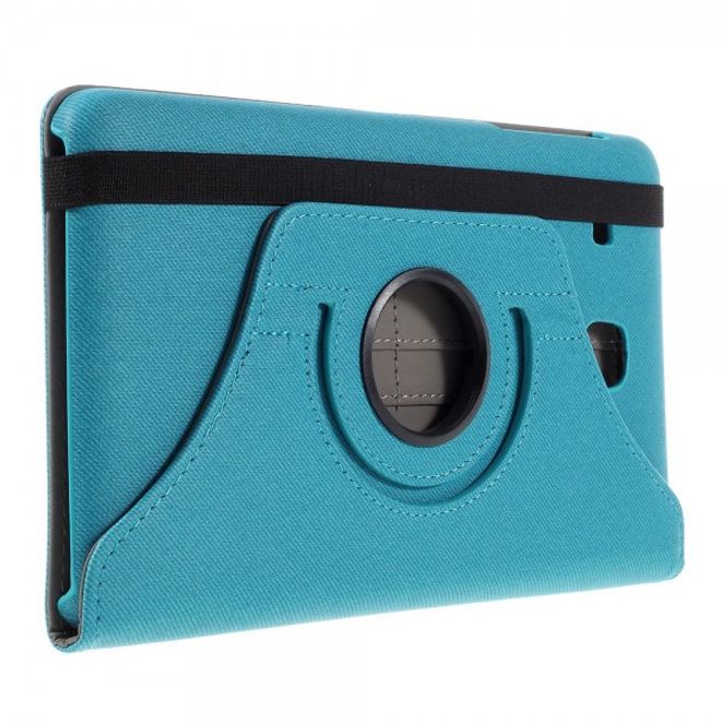 Samsung Galaxy Tab E 8.0 Rotierbare Leder Cover Hülle mit stoffartiger Textur und Standfunktion - hellblau