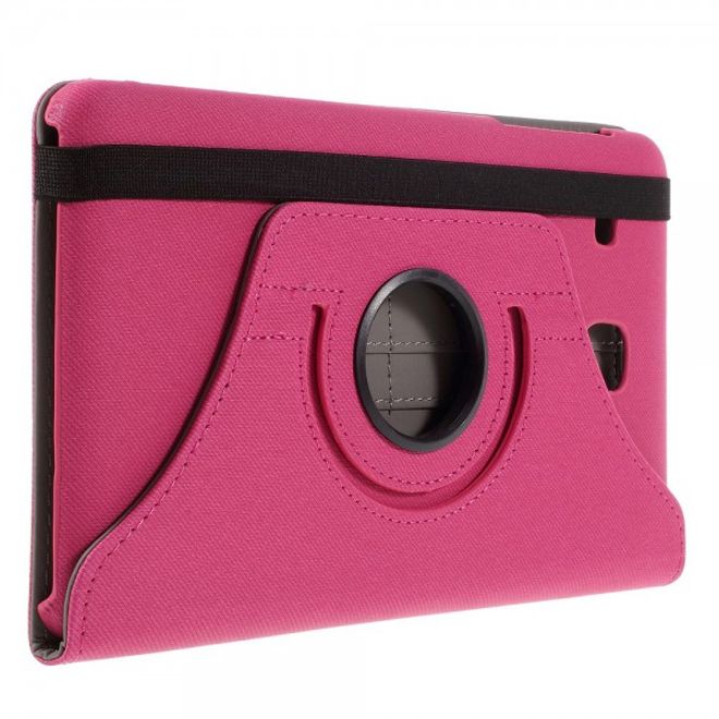 Samsung Galaxy Tab E 8.0 Rotierbare Leder Cover Hülle mit stoffartiger Textur und Standfunktion - rosa