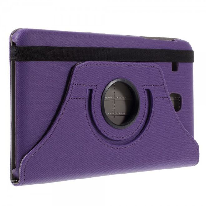 Samsung Galaxy Tab E 8.0 Rotierbare Leder Cover Hülle mit stoffartiger Textur und Standfunktion - purpur