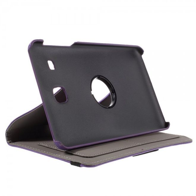 Samsung Galaxy Tab E 8.0 Rotierbare Leder Cover Hülle mit stoffartiger Textur und Standfunktion - purpur
