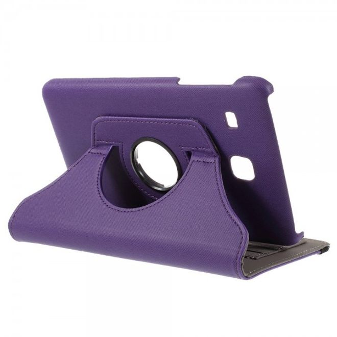 Samsung Galaxy Tab E 8.0 Rotierbare Leder Cover Hülle mit stoffartiger Textur und Standfunktion - purpur